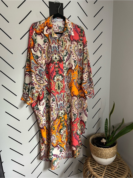 Charlies Dresses & Skirts - vibrant Charlise paisley shirt dress oversized tunic-style boho